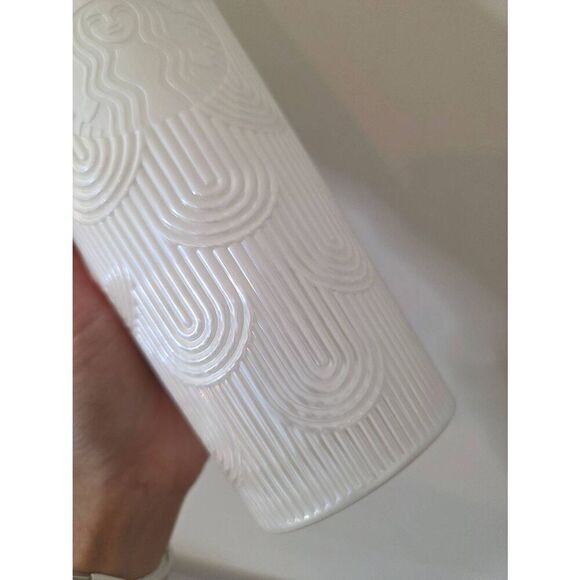 Starbucks 2023 White Pearl Shell Mermaid Siren Scales Cold Cup Tumbler 24oz - Picture 3 of 6